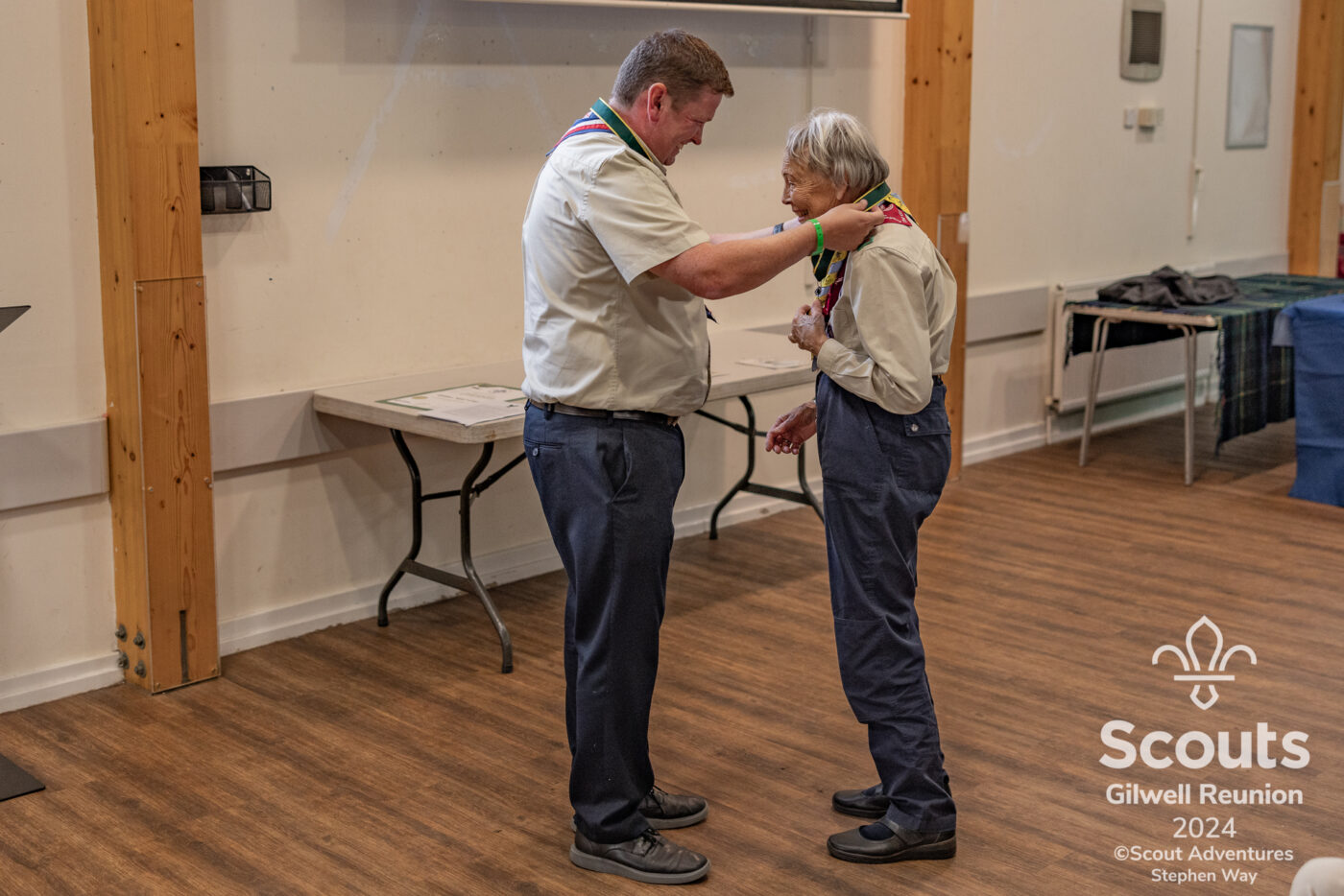 A Scout Leader is presented with a bronze medallion